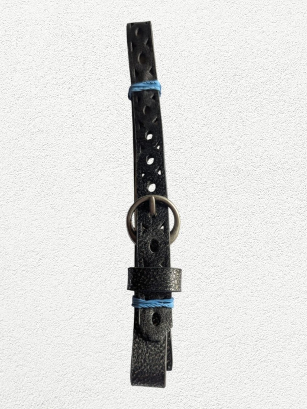 Women's Black Leather Belt With Silver Cover